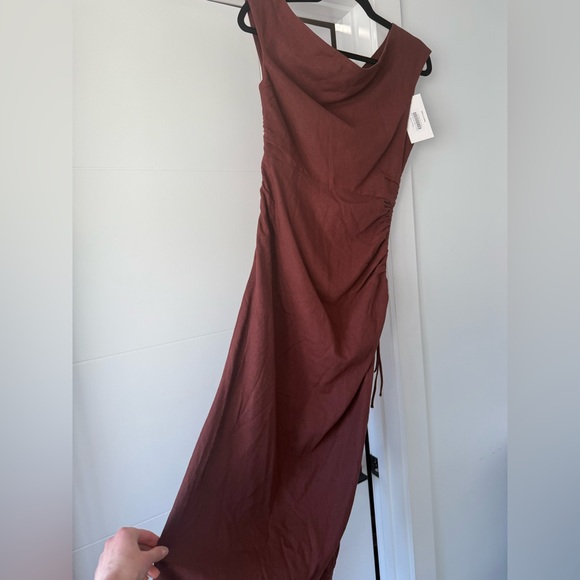 Park & Fifth Dresses & Skirts - NWT Park & Fifth Linen Blend Brown Asymmetrical Midi Dress